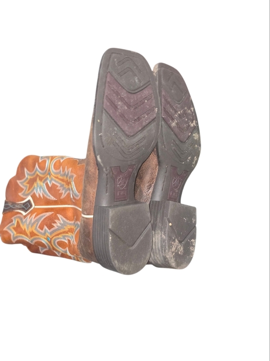 Ariat Women's Tombstone Western  Brown Leather Boot Size 9.5 In Marigold - Picture 6 of 7